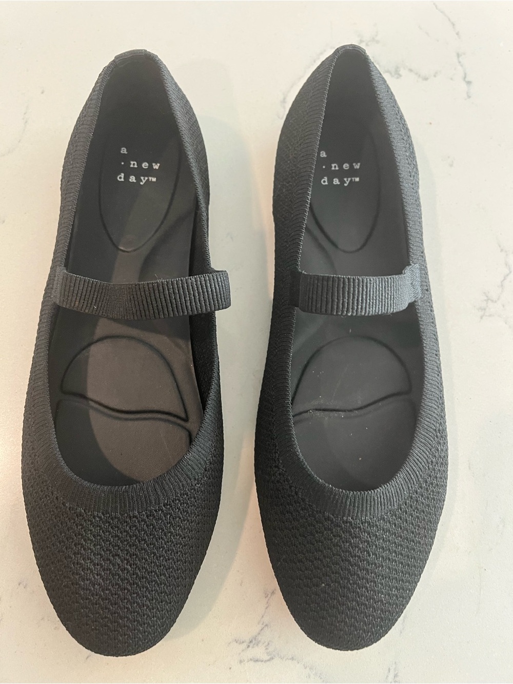 a.new day Black Knit Mary Jane Flats with Elastic Strap